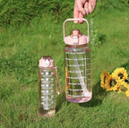 Set of 3 Transparent Water Bottle 2000ML, 900ML, 300ML with Motivational Time Marker