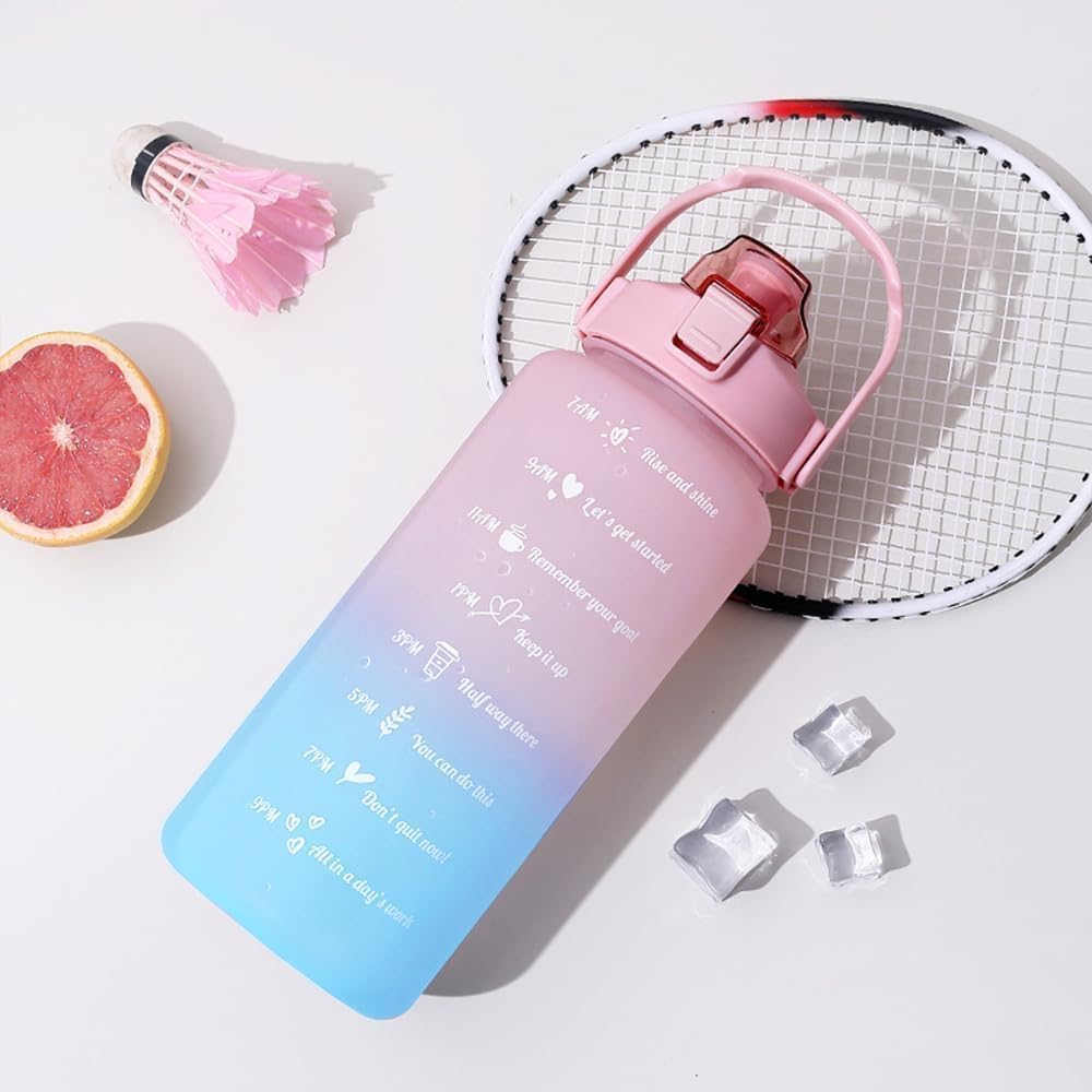 Set of 3 Translucent Water Bottle 2000ML, 900ML, 300ML with Motivational Time Marker