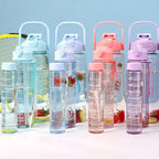 Set of 3 Transparent Water Bottle 2000ML, 900ML, 300ML with Motivational Time Marker