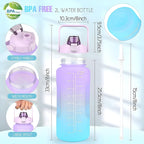 Set of 3 Translucent Water Bottle 2000ML, 900ML, 300ML with Motivational Time Marker