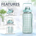 Set of 3 Transparent Water Bottle 2000ML, 900ML, 300ML with Motivational Time Marker