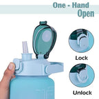 Set of 3 Translucent Water Bottle 2000ML, 900ML, 300ML with Motivational Time Marker